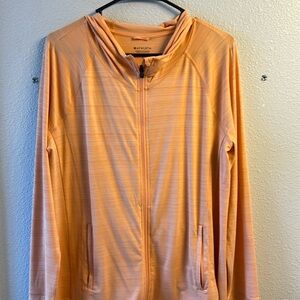 Athleta Women's Pacifica Illume UPF Relaxed Full Zip Sz L in Coral/Light Orange